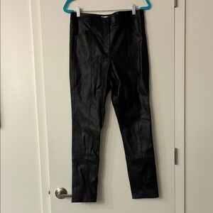 Milly Black Textured Leather Pants